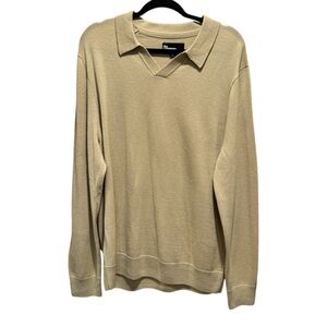The Commons V Neck Shirt Mens Size L Merino Wool Soft Tan Sweater Pullover